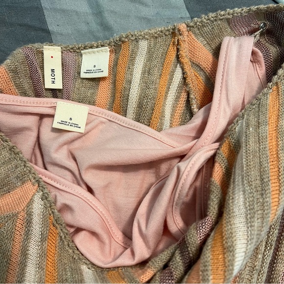 Moth Anthropologie Nora Swing Striped Midi Sweater Dress Wool Alpaca Blush Small - Picture 8 of 14